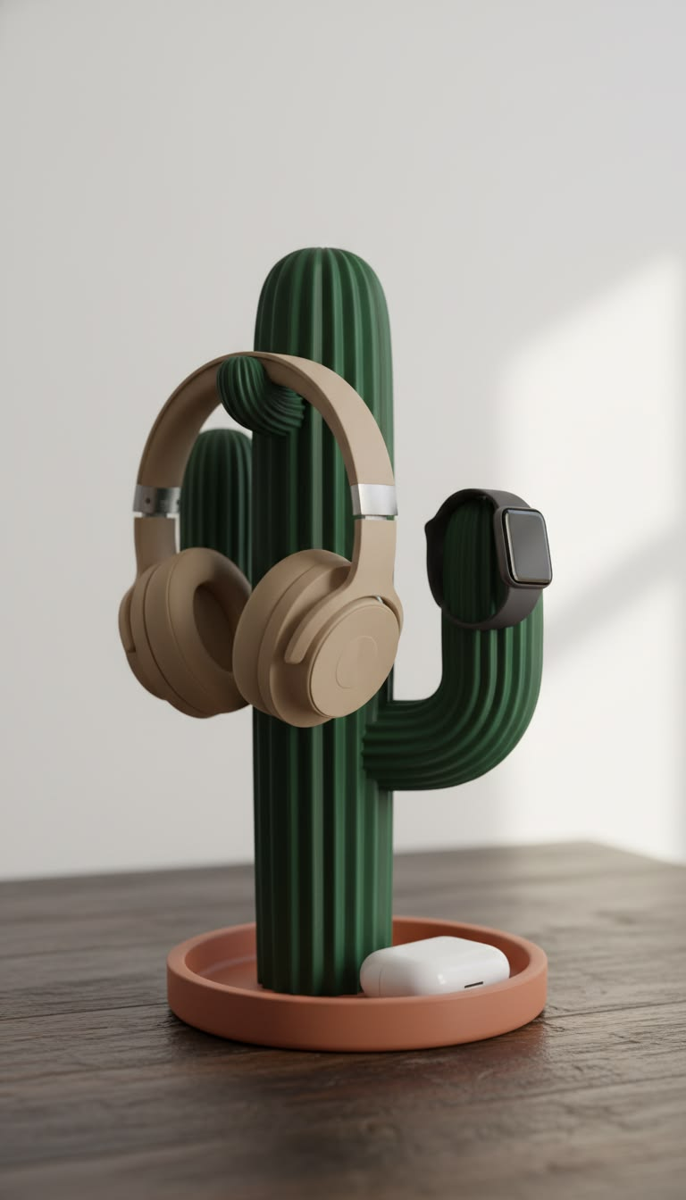 Desert Bloom Desktop Organizer — Universal Headphone & Smartwatch Stand