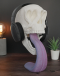 The "Gothic Echo" Anatomical Skull Headphone Stand - Distinctive Purple-Blue Gradient